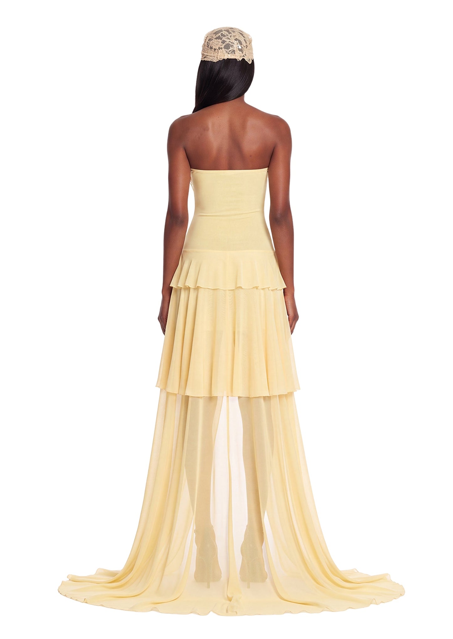 Vestido Largo Amarillo con Cuello Halter Yakov