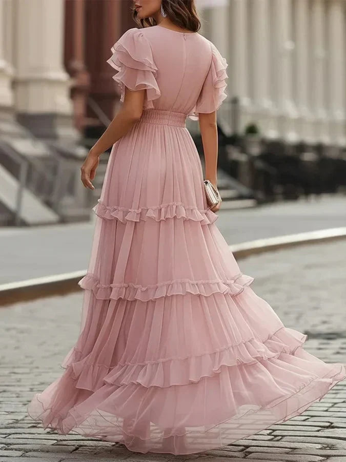 Zoe | Elegante vestido de novia maxi en suave rosa claro