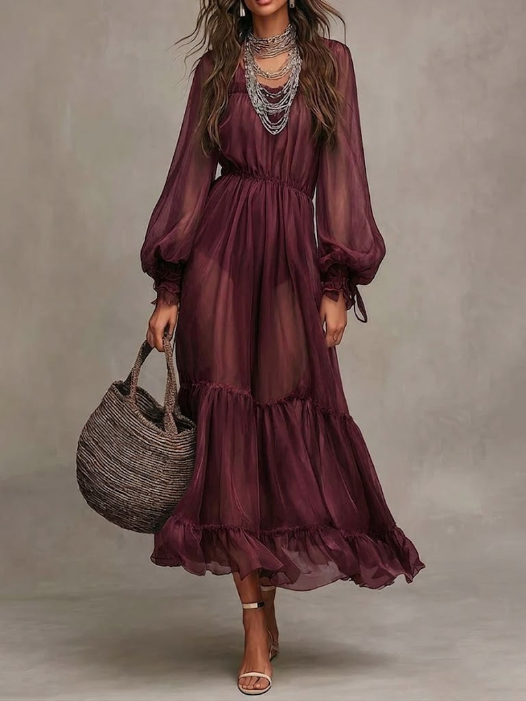 Gerda | Elegante vestido midi con escote en V