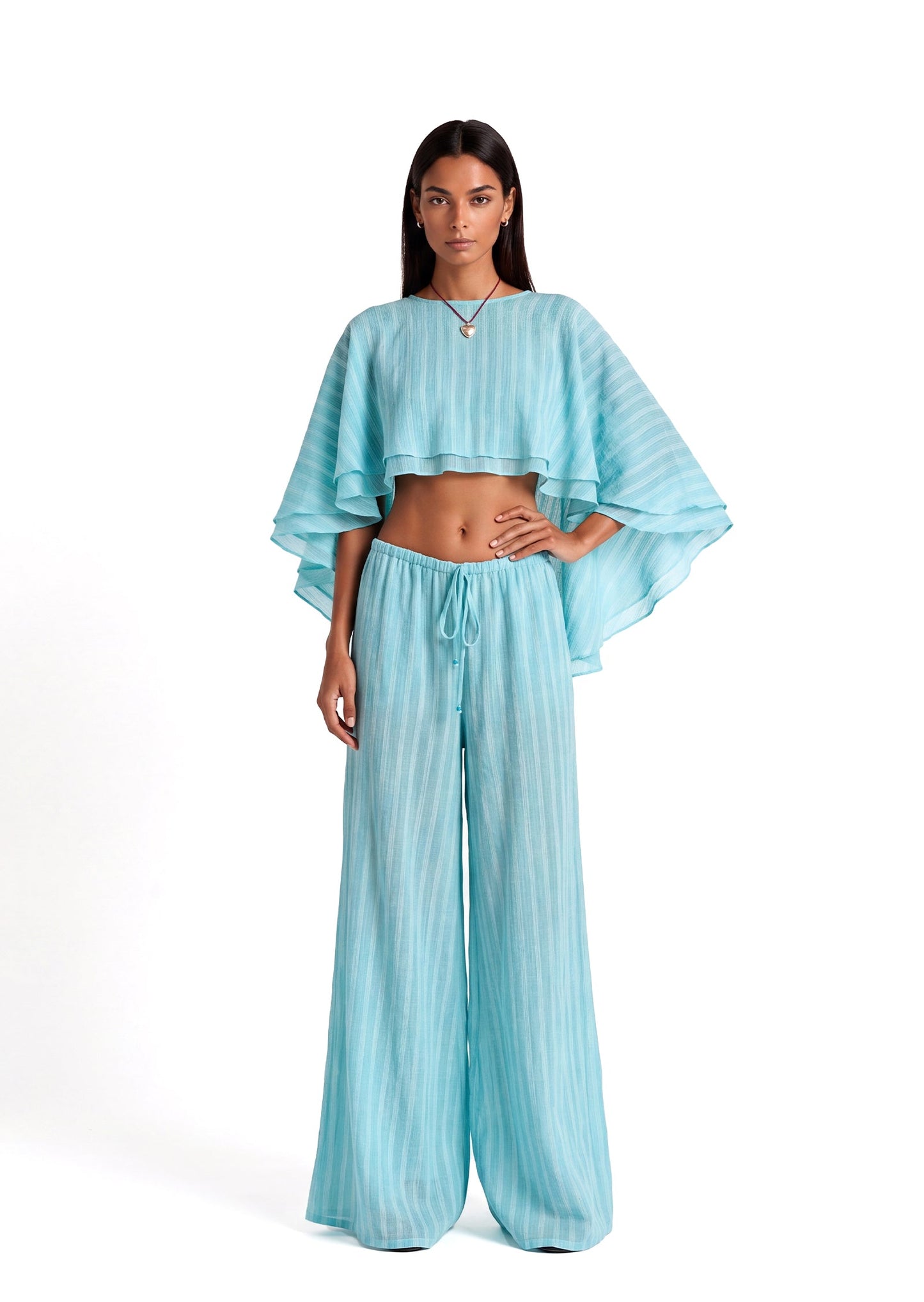 Kaholo Shawl Top & Wide Leg Pants Set