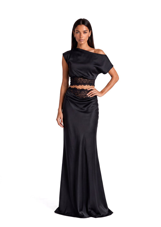 Conjunto de Top de Encaje Asimétrico Kahiau y Falda de Cola de Pez
