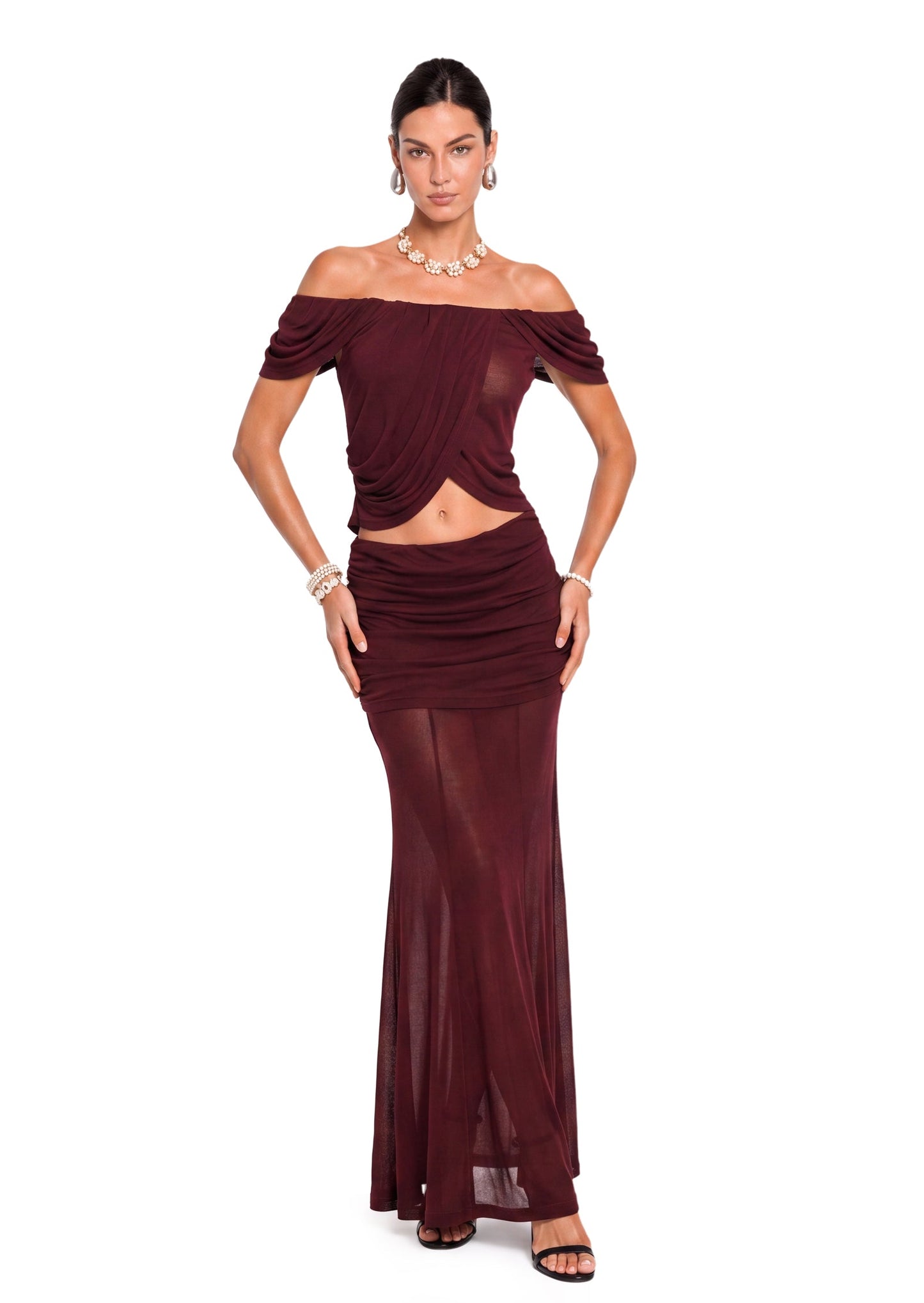 Conjunto de Top Sin Mangas y Falda Maxi Hadia
