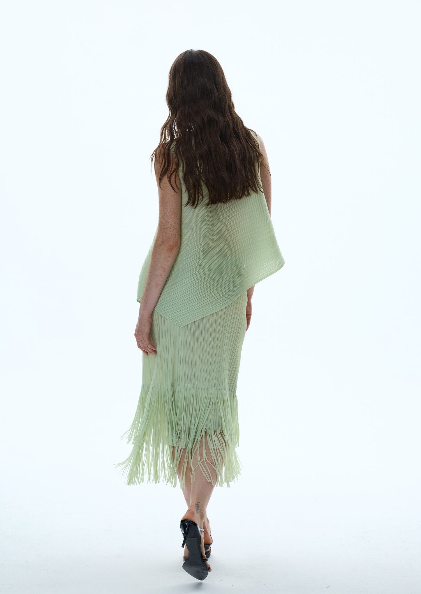 Conjunto de Top y Falda Midi Nadav Stretch en Verde Pastel