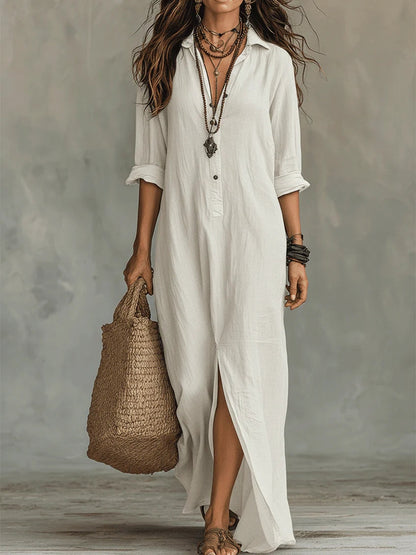 Soline | Vestido Largo Maxi Negro con Botones