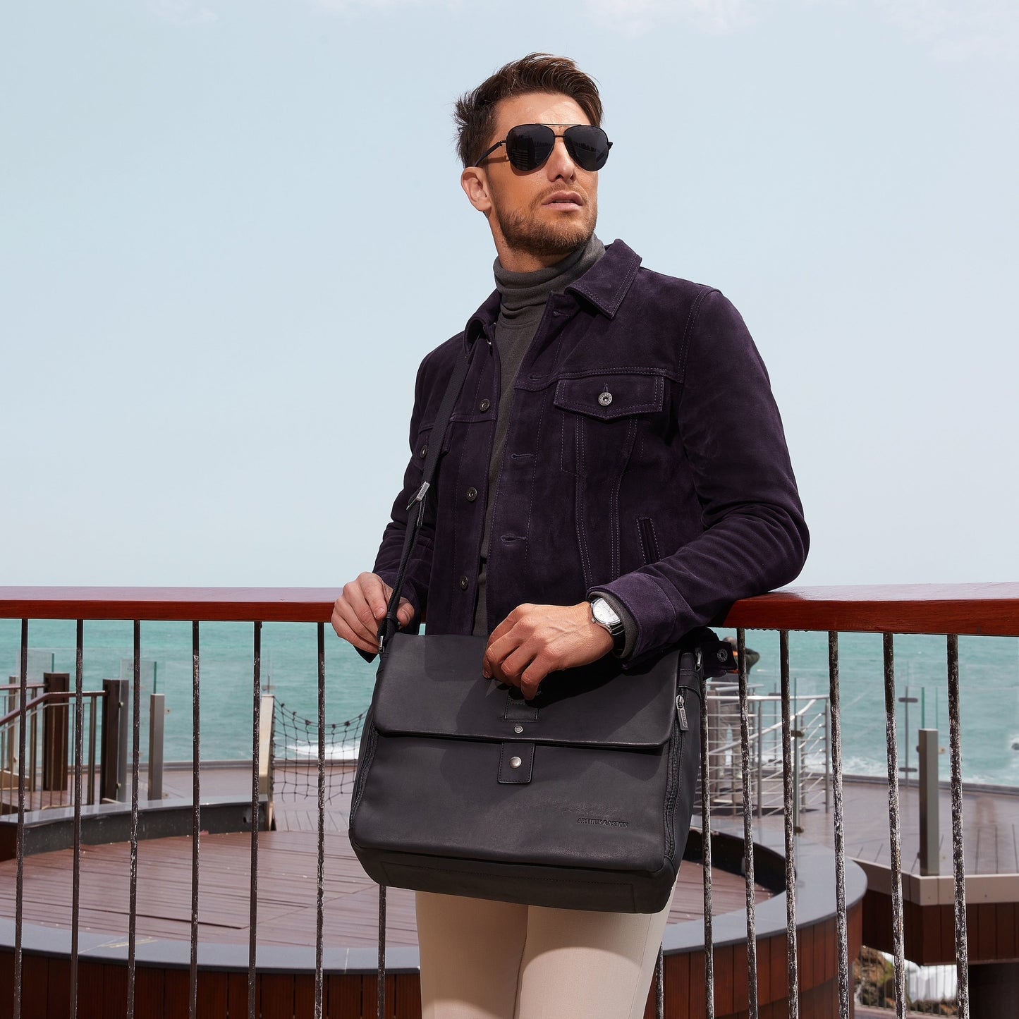 Bolso de Caza de Cuero Néro con Solapa