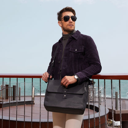 Bolso de Caza de Cuero Néro con Solapa
