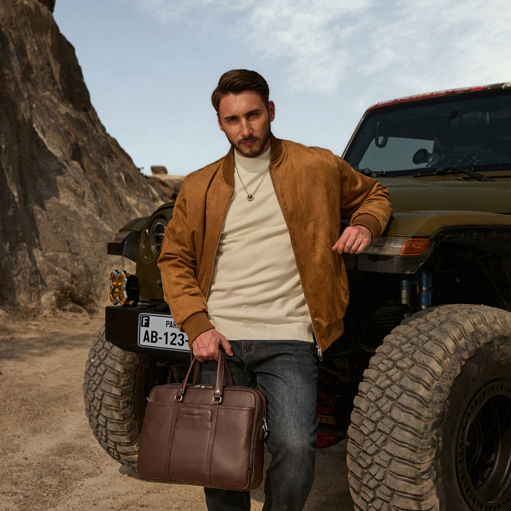 Ange Leather Double Compartment Portfolio