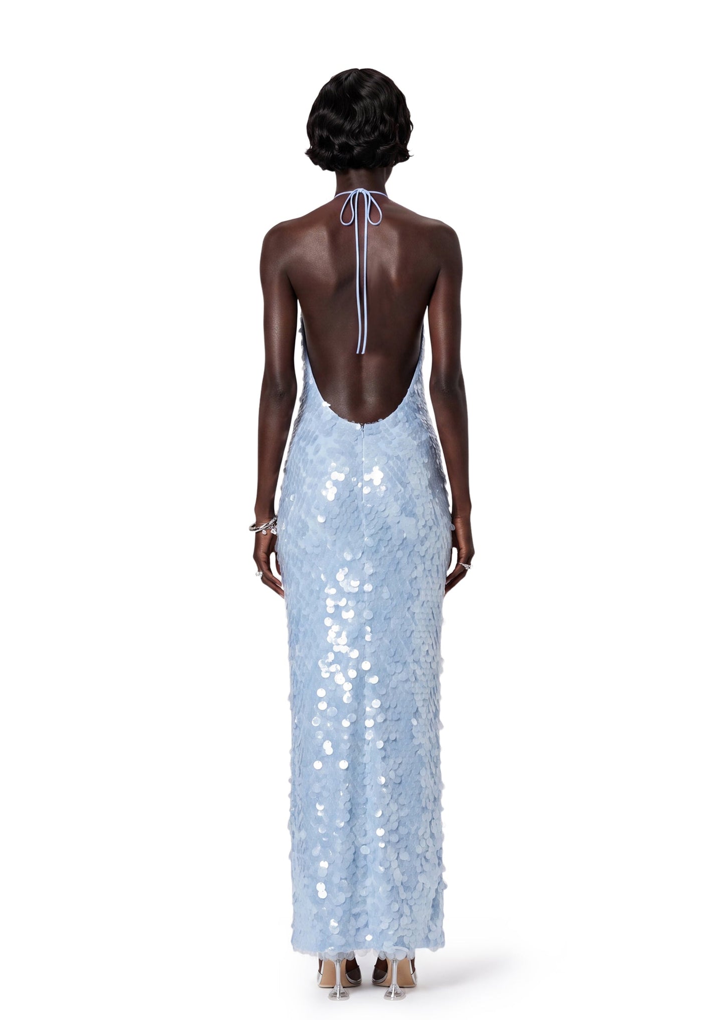 Halter Neck Sequin Midi Dress Kadeem