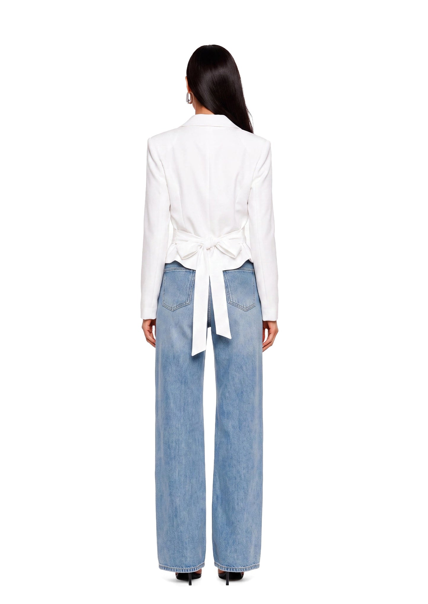 Blusa de Manga Larga con Escote en V - Color Blanco