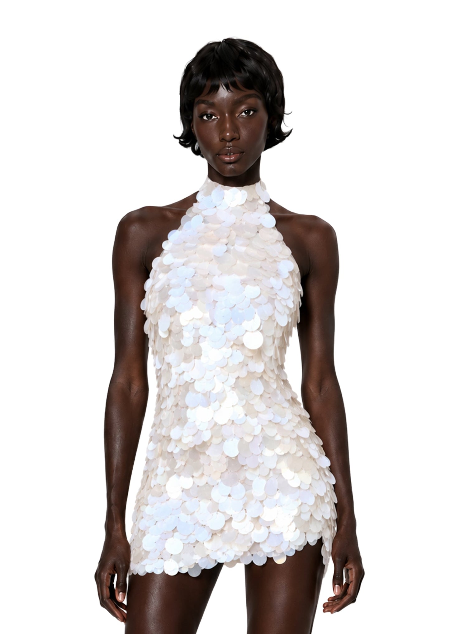 Vestido Corto Sin Mangas con Cuello Halter Ibtesam