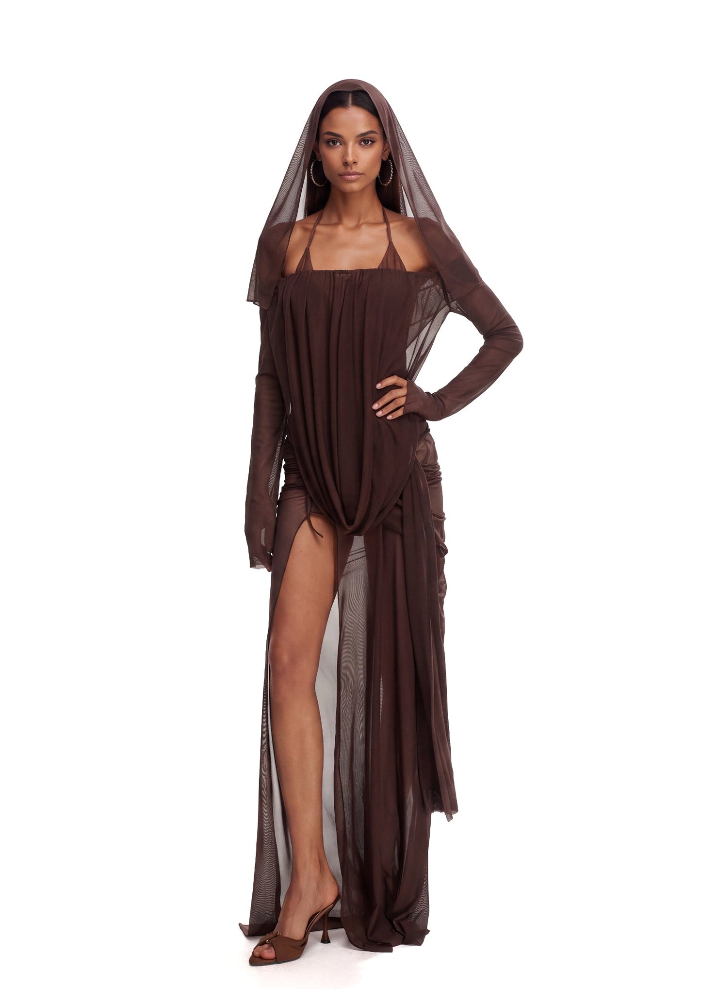 Miniona Halter Neck Sheer Maxi Dress