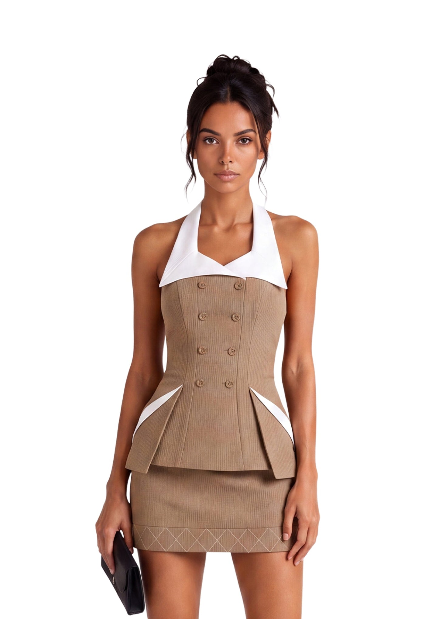 "Conjunto de Top y Falda con Cuello Halter Beppe" could be rewritten as "Conjunto Beppe: Top y Falda con Cuello Halter".