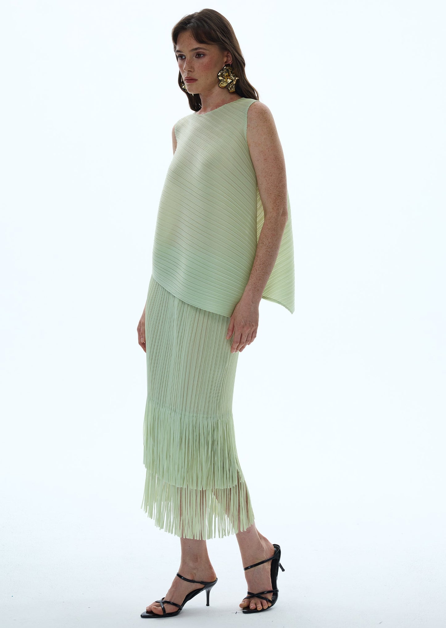 Conjunto de Top y Falda Midi Nadav Stretch en Verde Pastel