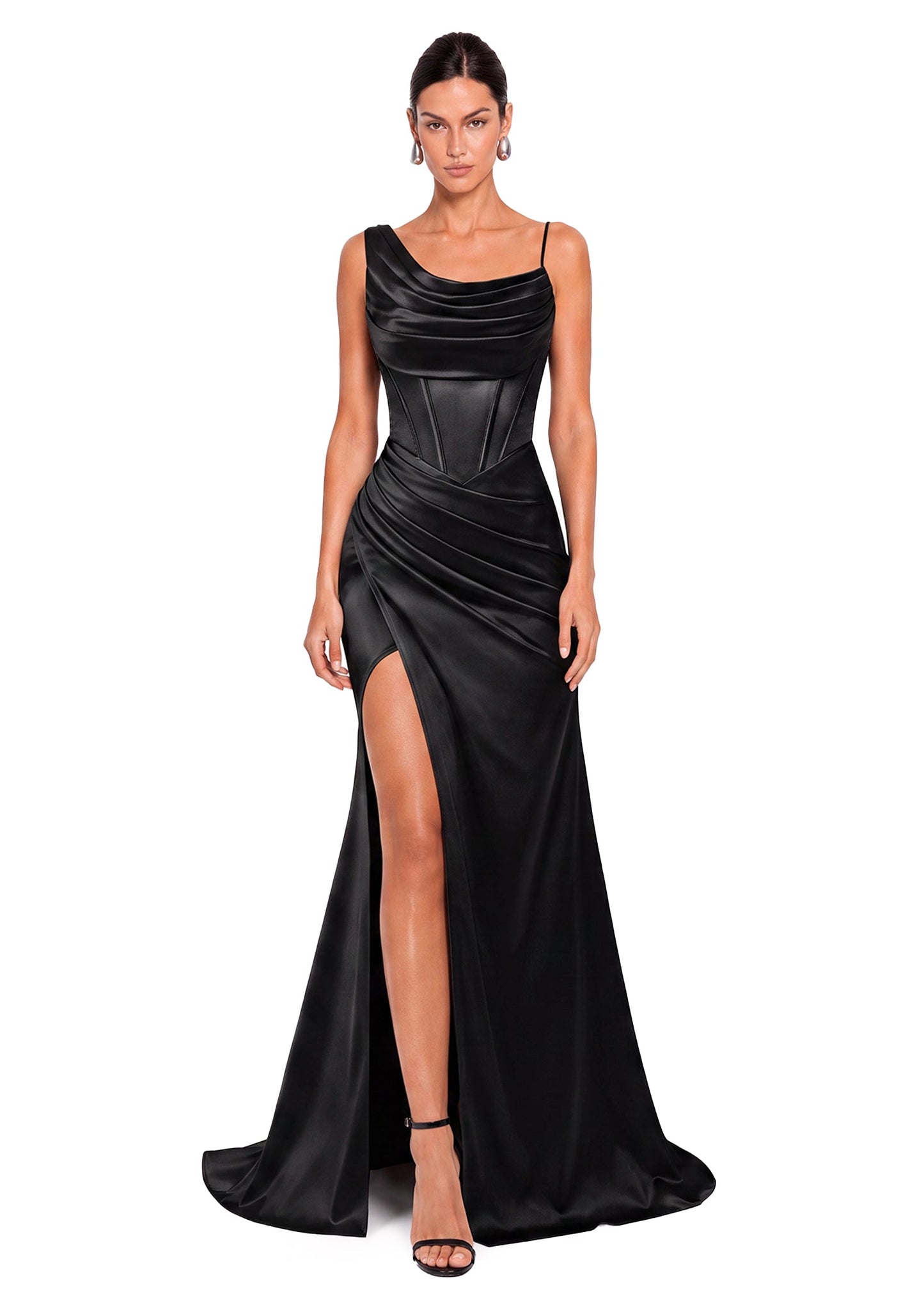 Vestido Largo de Satén Sin Mangas Ladarius