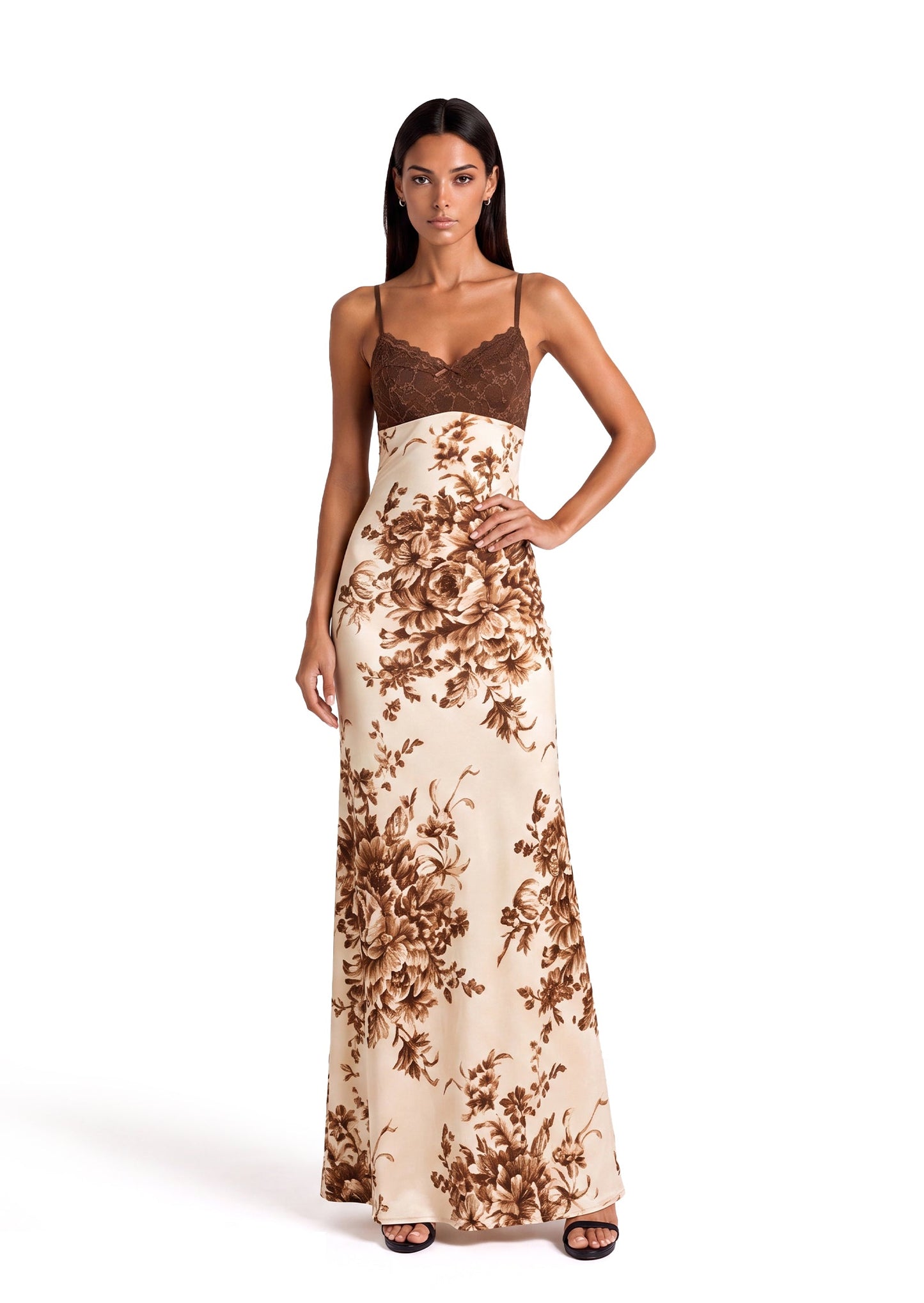 Maxi Vestido Estampado con Encaje Kachiri
