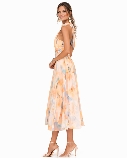 Aurora™ | Vestido Halter con Estampado de Acuarela