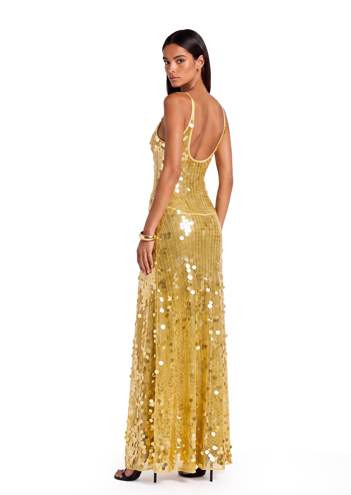 Kaawa Sequined Maxi Dress In Yellow