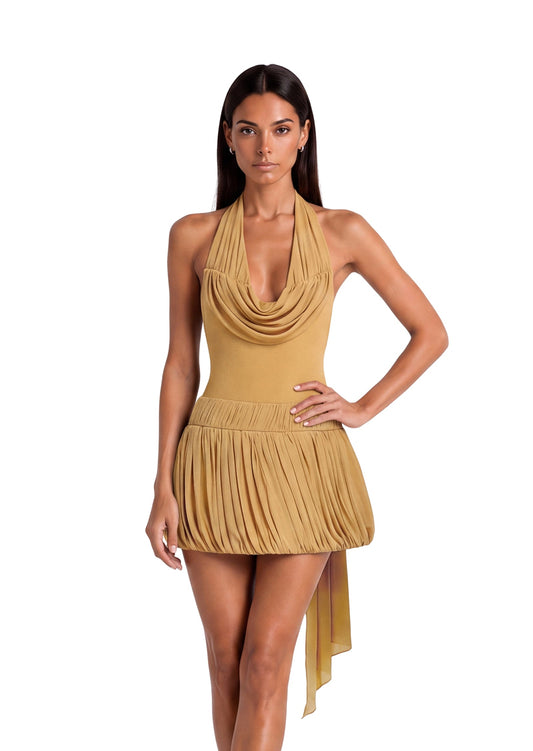 Vestido Mini Stretch con Cuello Halter Diwata