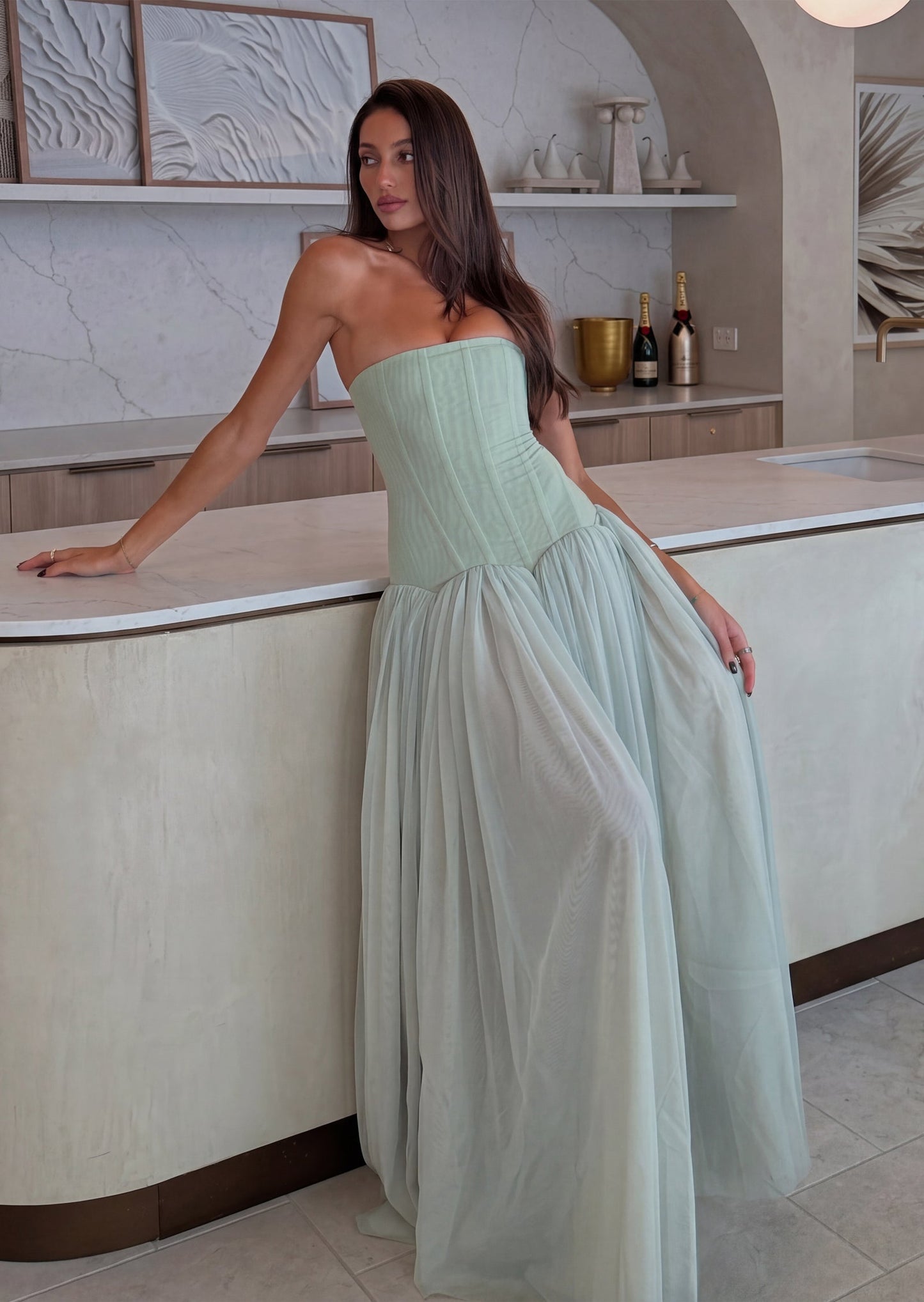 Vestido Maxi Sin Mangas Garrett en Color Menta