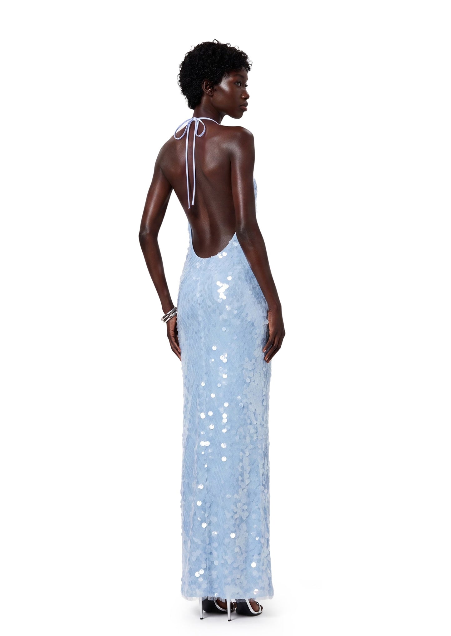 Halter Neck Sequin Midi Dress Kadeem