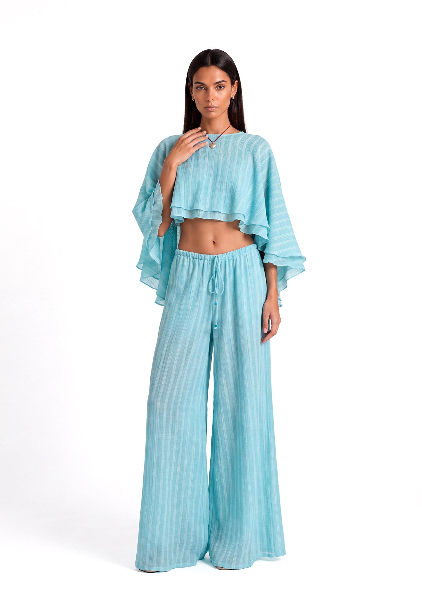 Kaholo Shawl Top & Wide Leg Pants Set