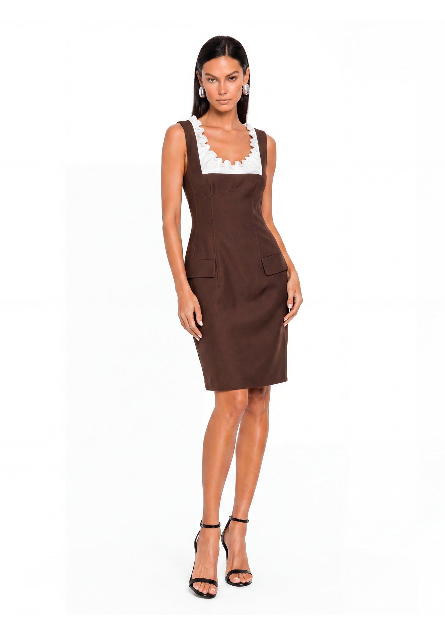 Vestido Sin Mangas con Volantes Cartia" can be rewritten as "Vestido Cartia Sin Mangas con Detalles de Volantes.