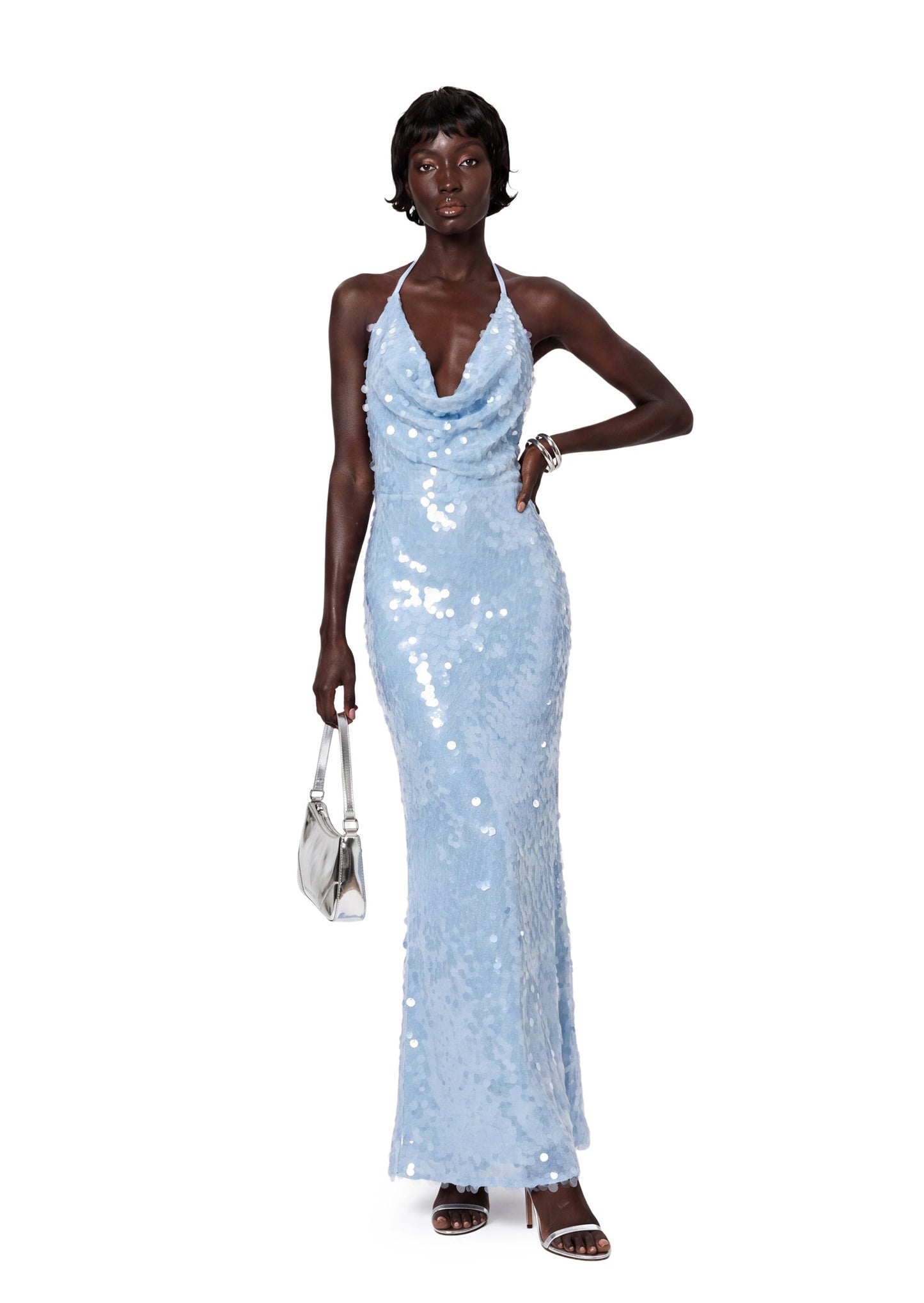 Halter Neck Sequin Midi Dress Kadeem