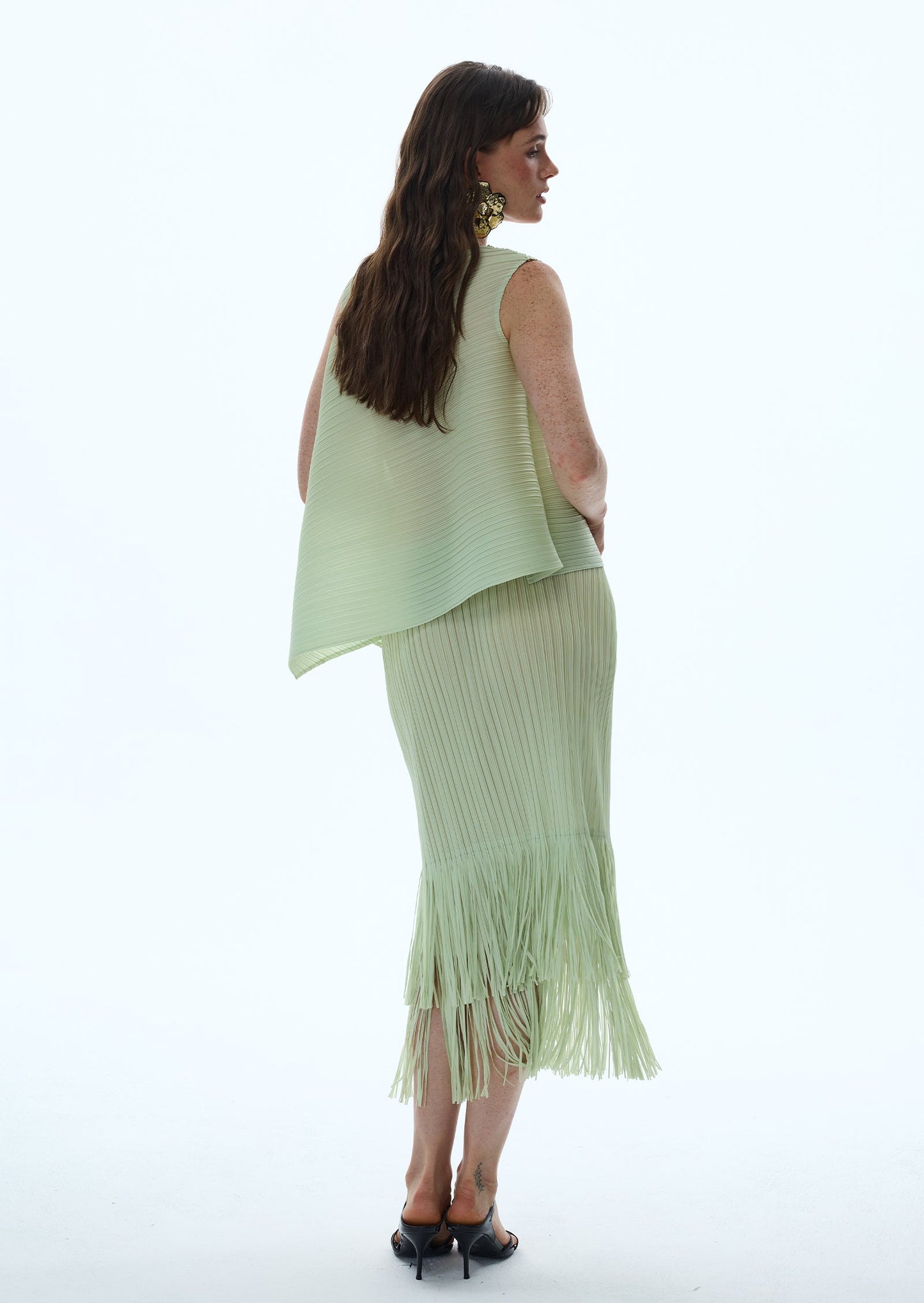 Conjunto de Top y Falda Midi Nadav Stretch en Verde Pastel