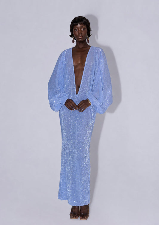 Vestido Maxi de Manga Larga con Lentejuelas Chaka