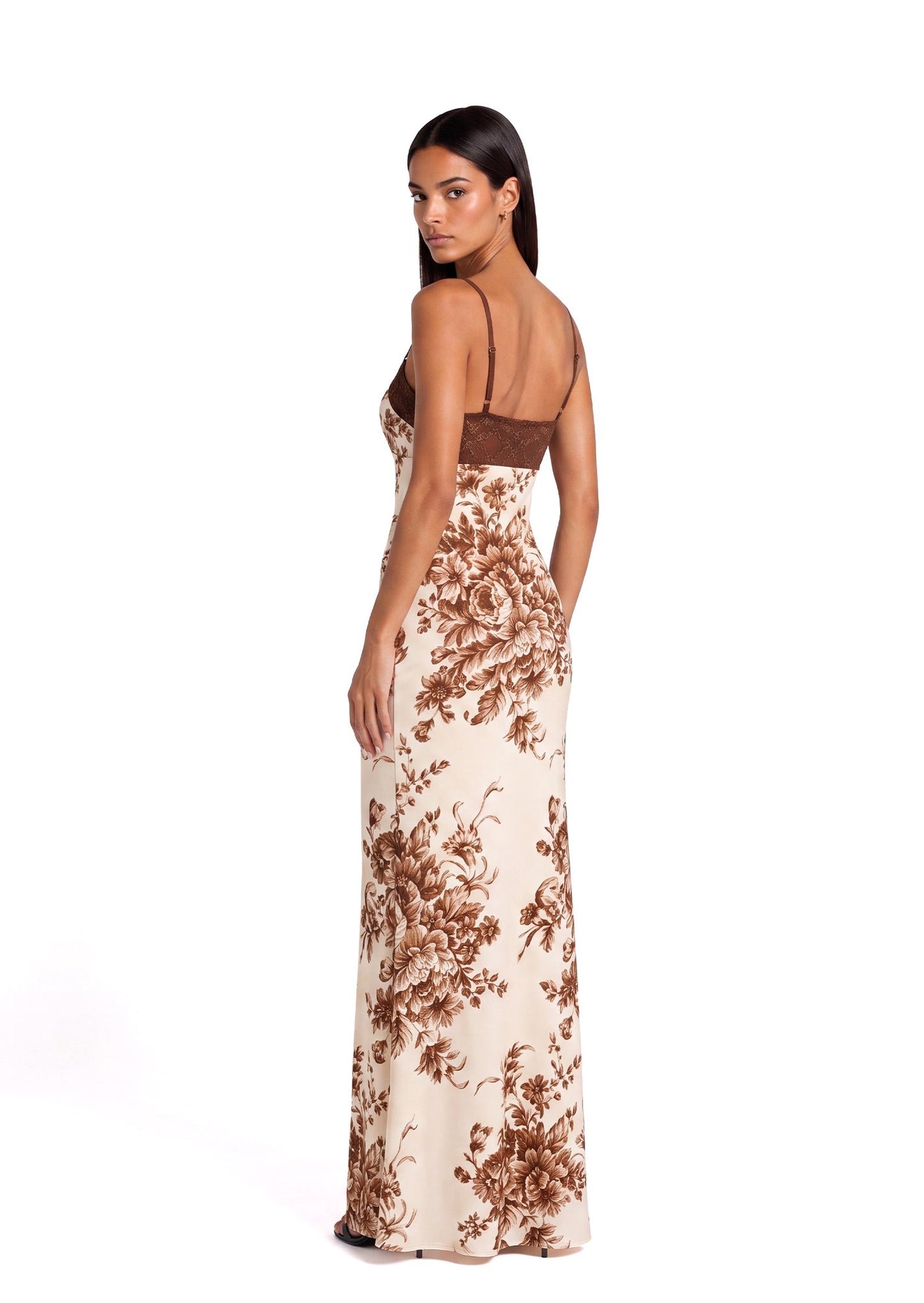 Maxi Vestido Estampado con Encaje Kachiri
