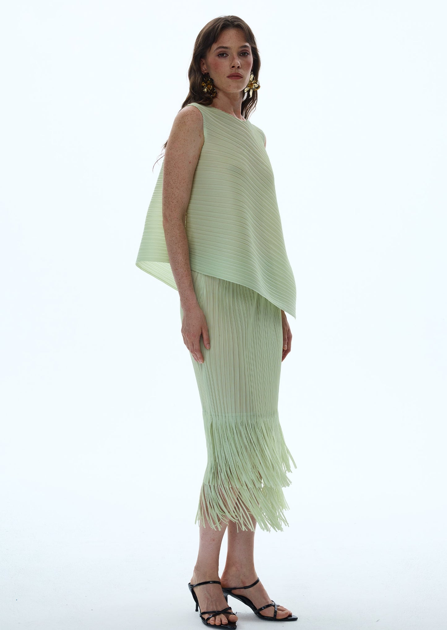 Conjunto de Top y Falda Midi Nadav Stretch en Verde Pastel
