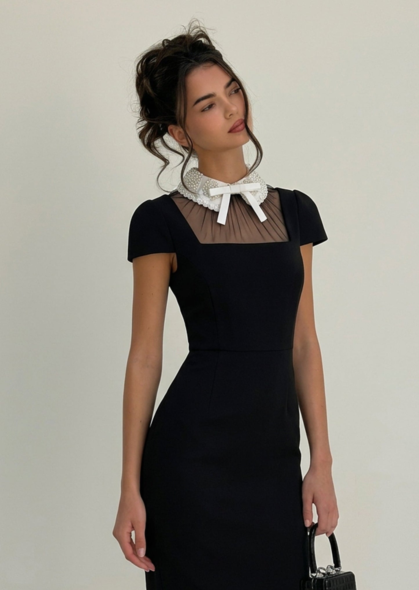 Vestido Midi Hanh de Crepé en Color Negro