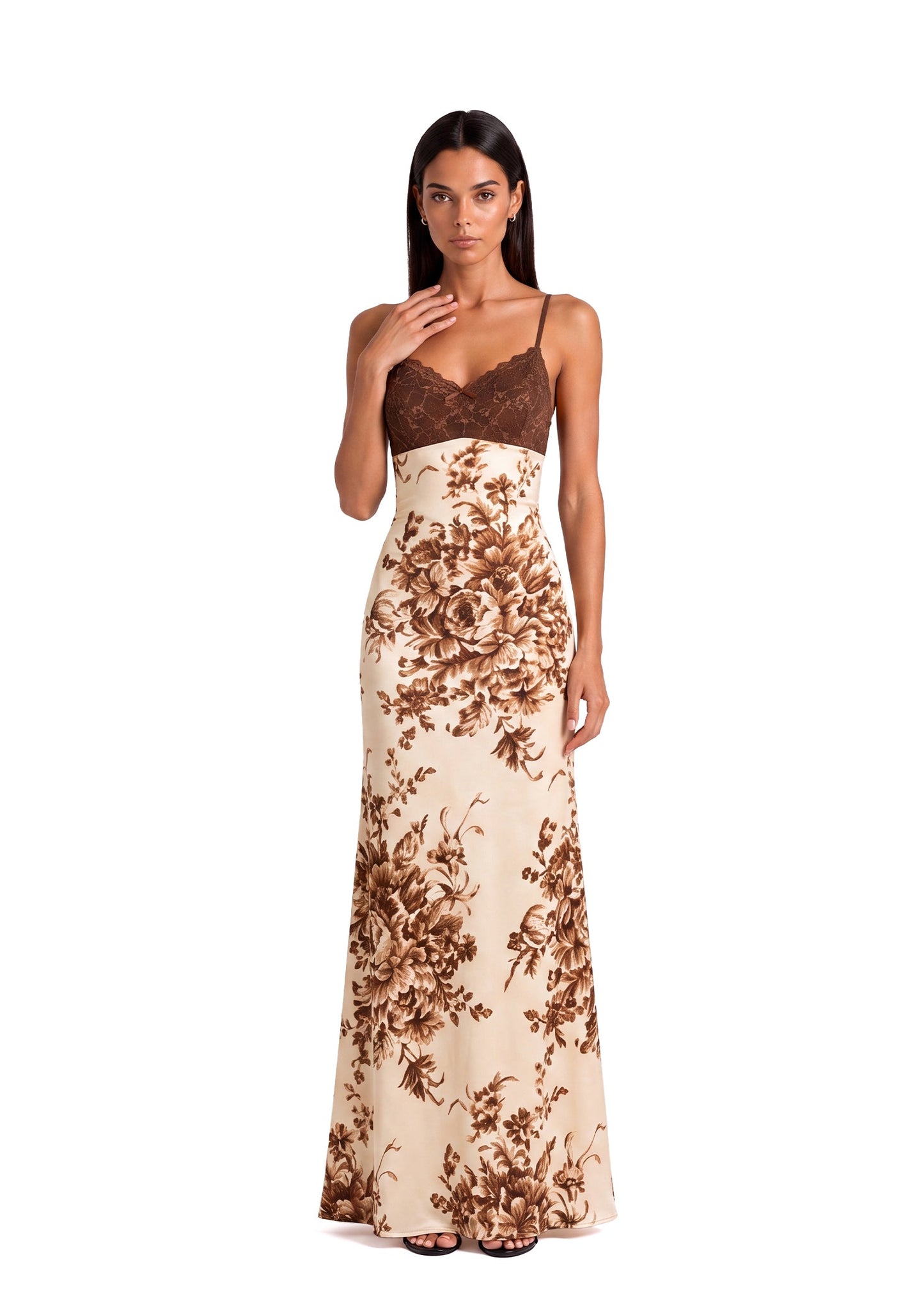 Maxi Vestido Estampado con Encaje Kachiri