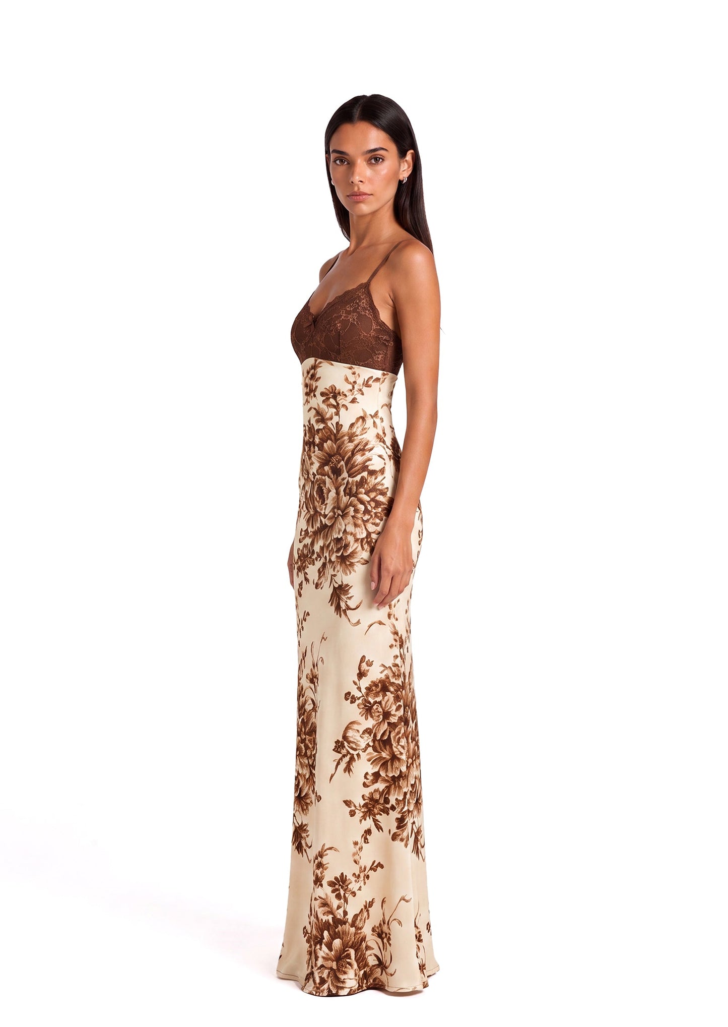 Maxi Vestido Estampado con Encaje Kachiri