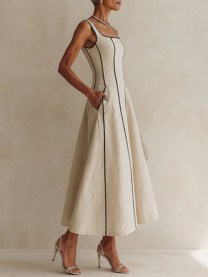 Lara – Vestido maxi melocotón con corte en A