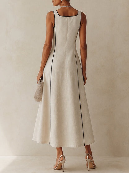Lara – Vestido maxi melocotón con corte en A