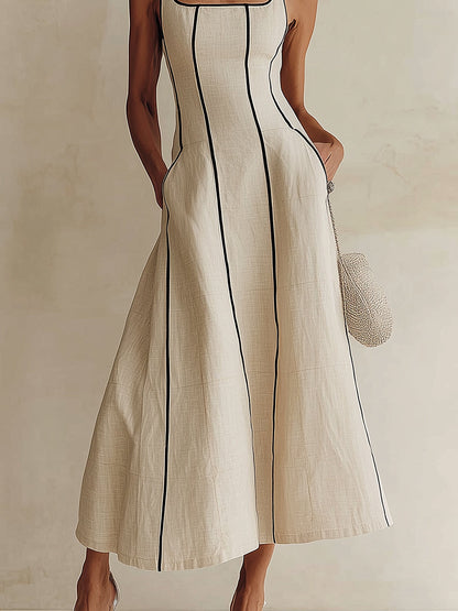 Lara – Vestido maxi melocotón con corte en A