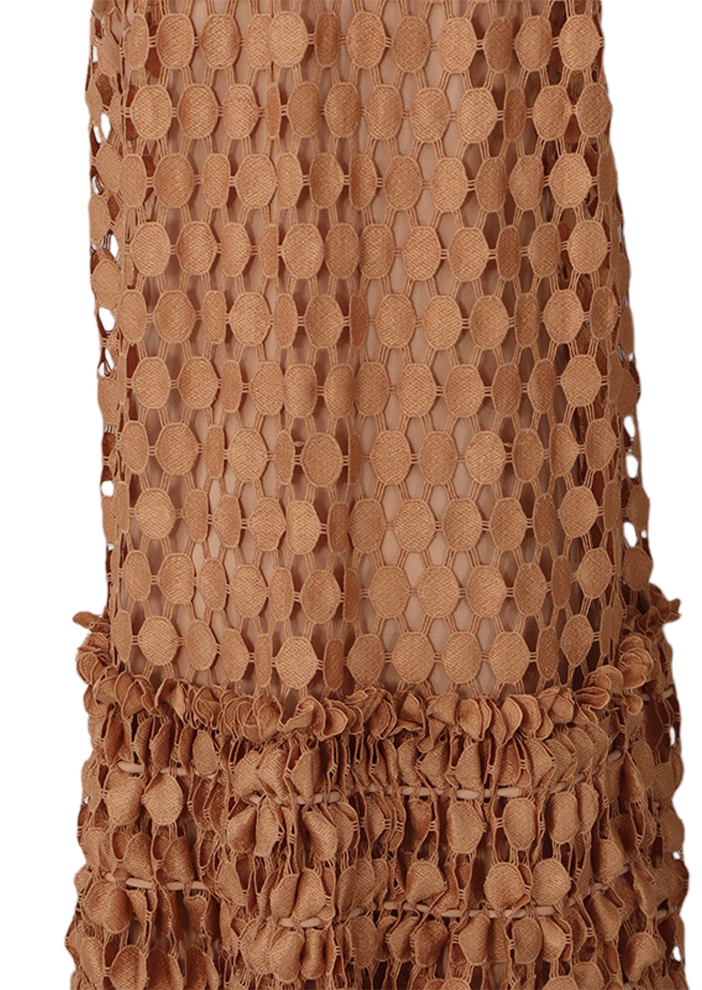 Vestido Maxi de Encaje con Cuello Alto Almarie en Naranja