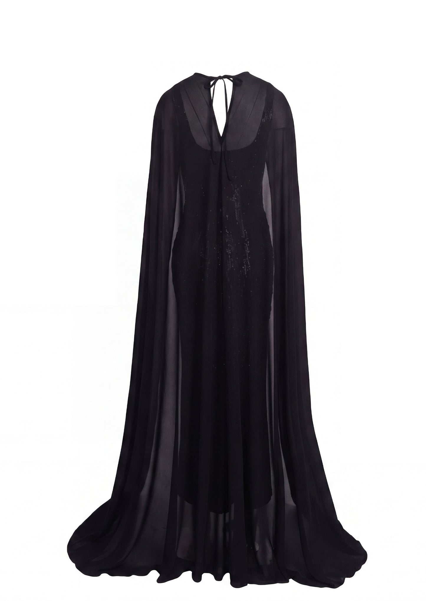 Conjunto de Vestido de Dos Piezas con Capa Sin Mangas y Lentejuelas Mayu