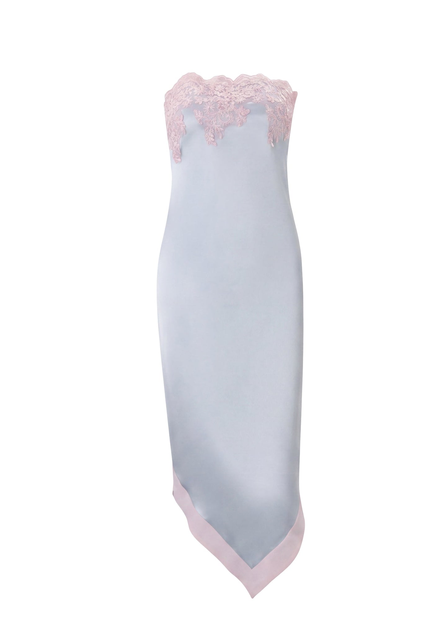 Vestido Midi Sin Mangas de Satén con Encaje Deodat