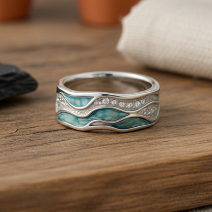 Anillo de Onda en Turquesa