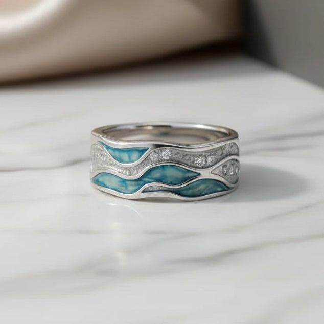 Anillo de Onda en Turquesa