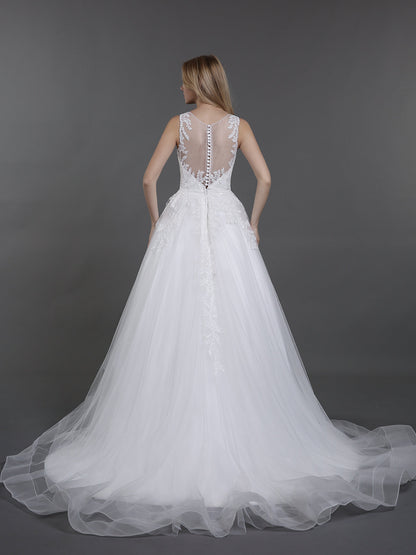 Vestido de Novia Marfil con Encaje y Tul Col d'Illusion