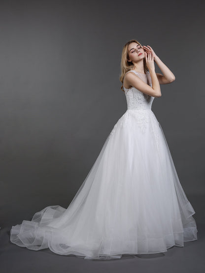 Vestido de Novia Marfil con Encaje y Tul Col d'Illusion
