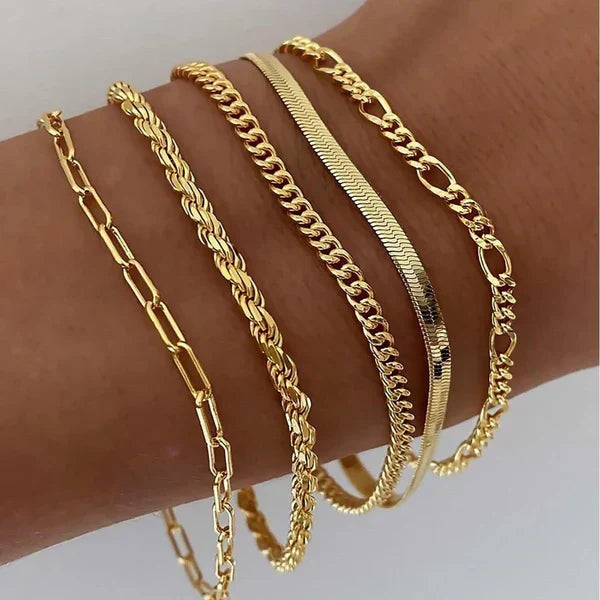 Luna | Set de 5 Pulseras de Cadena