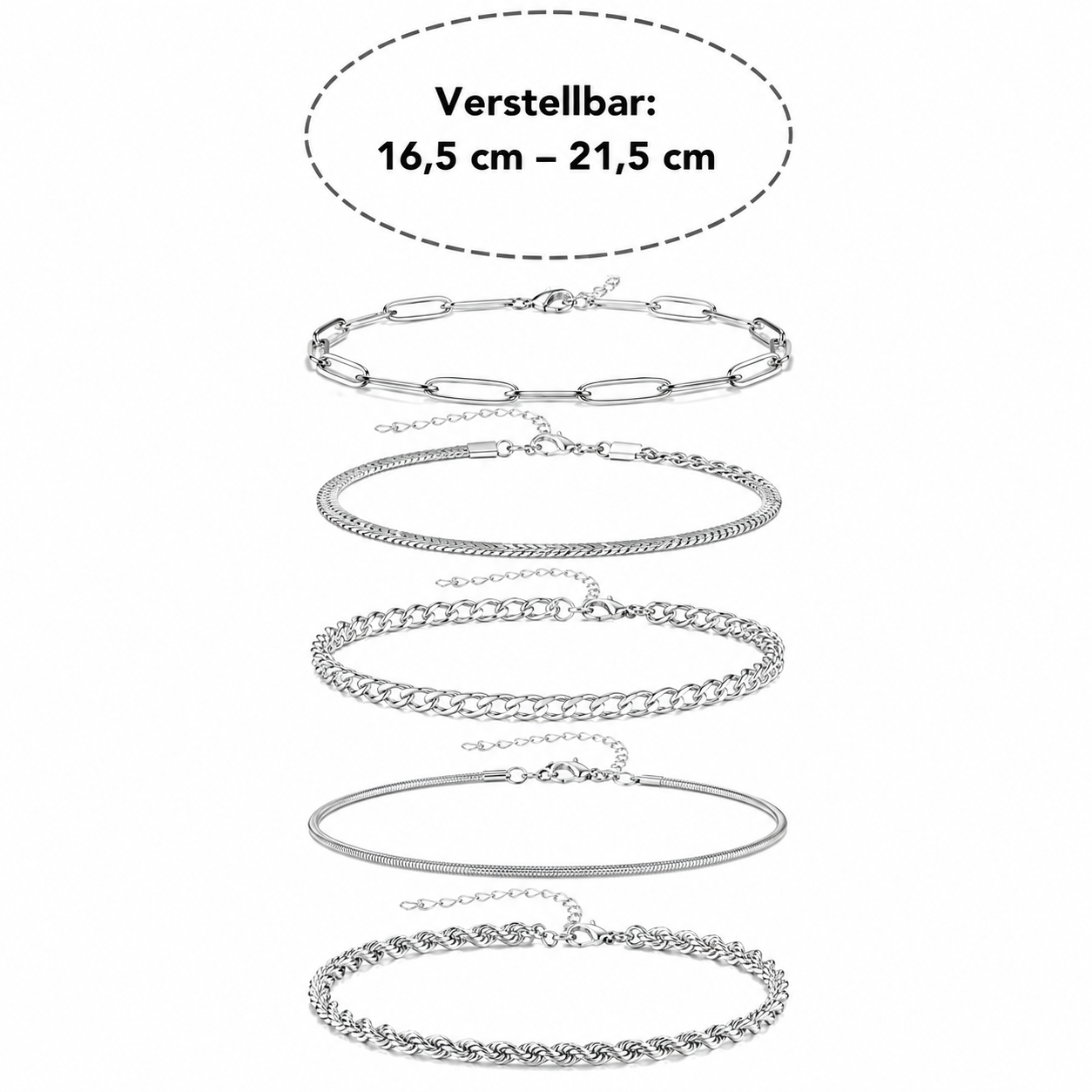 Luna | Set de 5 Pulseras de Cadena