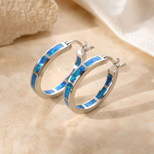 Pendientes Elegantes en Círculo Azul