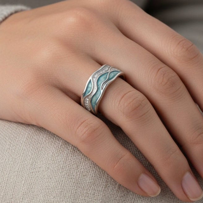 Anillo de Onda en Turquesa