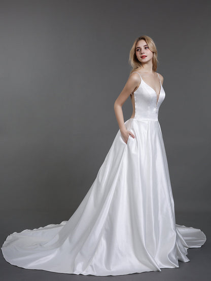 Vestido de Novia Marfil con Tirantes de Espagueti Simples