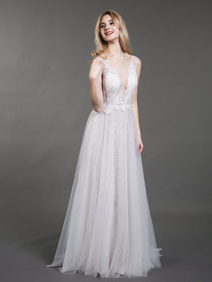Vestido de Novia de Playa en Marfil con Encaje y Tul